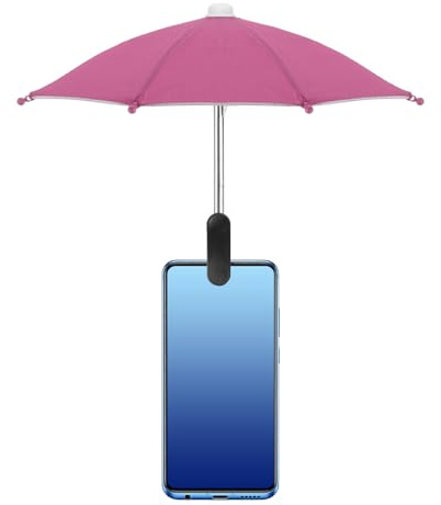 sourcing map Phone Umbrella - Adjustable Cell Phone Umbrella Sun Shade with Stable Clip Universal Mini Cellphone Shade Cover for Beach/Pool/Outdoor, Rose Red
