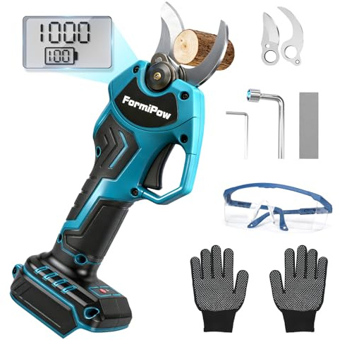 Batteridriven grensax för Makita 18 V batteri, borstlös elektrisk trädgårdssax 30 mm skärdiameter, sladdlös grensax med sax LCD, trädsax för trädgårdsarbete, för buskar och stammar (utan batteri)