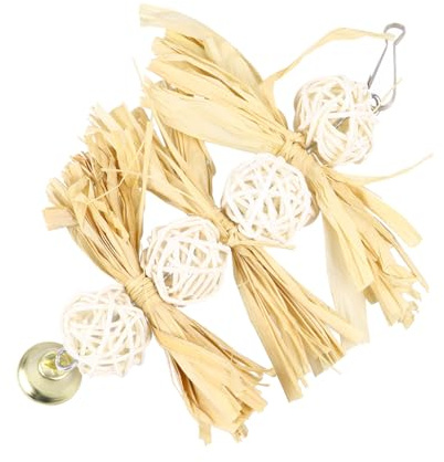 PRETYZOOM Perroquet en Rotin et Luffa D'anneau Cloche, Balançoire Sûre pour Oiseaux de Compagnie, pour Cage et Jardin