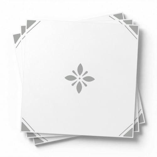 Mattonelle Adesive Cucina Fiore Grigio Paraschizzi Cucina Adesivo Impermeabile PVC Adesivi per Piastrelle Bagno Decorazione per Pareti Armario Piastrelle Adesive