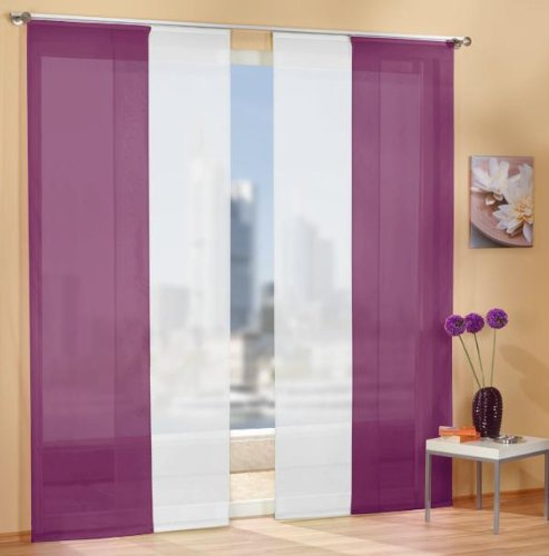Gardinen Set, 2 x Flächenvorhang Schiebegardine mit Zubehör, 245x60, Brombeere, 2 x Flächenvorhang Schiebegardine mit Zubehör, 245x60, Weiß, 8558985589