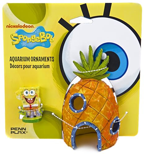 Penn-Plax Spongebob and Pineapple House Aquarium Ornament | 2 Piece Set | Great for Fresh or alt Water Tanks