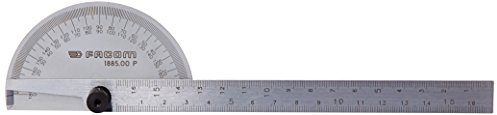 FACOM - Rapporteur d'Angle de Mécanicien - 1885.00PB - En Acier Inox Rectifié - Base du secteur Divisée en mm - Double Division Inversée de 0 à 180° - Ø du secteur 85mm - Lecture Facile