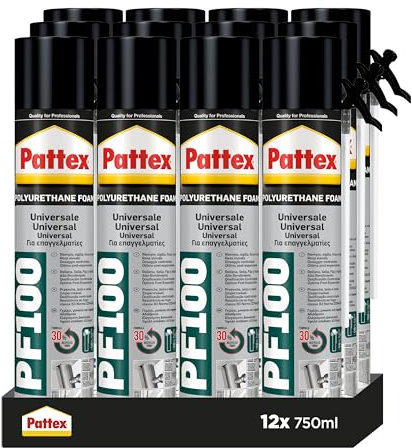 Pattex PF100 - Universale Manuale Schiuma Poliuretanica, Confezione da 12