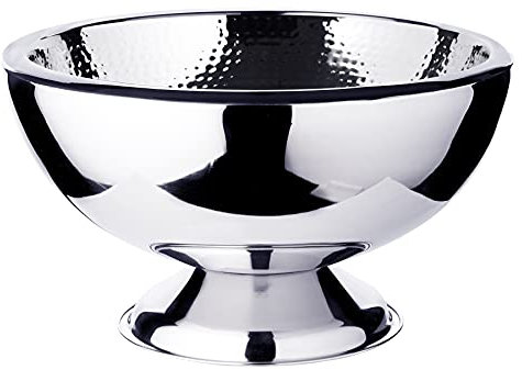 EDZARD Champagnerkühler Cadiz (ø 43 cm, H 24 cm) Edelstahl hochglanzpoliert, innen gehämmert, doppelwandig, große Schale, Sektkühler, Flaschenkühler, Kühler für bis zu 5 Flaschen