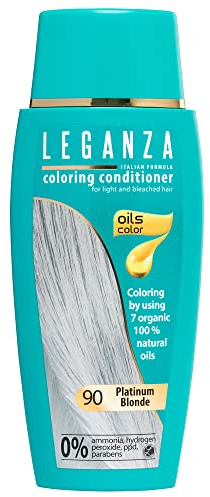 Leganza - Tintura balsamo per capelli senza ammoniaca, colore biondo platino N90, 7 oli naturali.