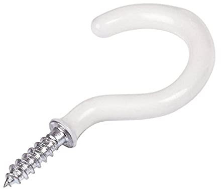 Merriway BH04764 (6 Pcs) Cup Hook White Plastic Coated 25 mm - Pack of 6 Pieces