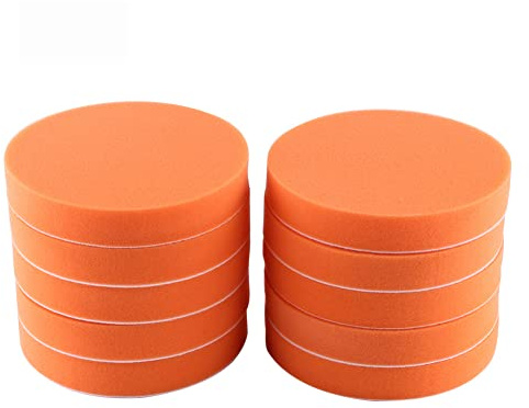 Qiilu Polierschwämme 150mm, 10 Stück 6 Auto Polierpads Schwamm Polieren Buffing Waxing Pad Kit Tool Polierauflage für Auto Polisher Puffer Orange Auto polieren Profiset