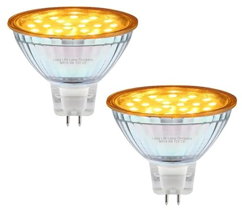 12v LED MR16 Amber 4w Low Voltage Spot Light Bulb GU5.3 - Pack of 2