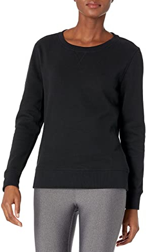 Amazon Essentials Women's Fleece Crewneck Pullover Sweatshirt (Available in Plus Size), Black Heather, M