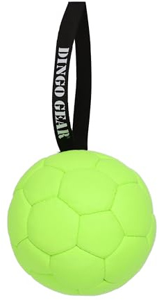 Dingo Gear Ball mit Schlaufe gefüllt vollball aus Eco Leder Durchmesser von 18 cm Hundespielzeug Trainings Ball Hundetraining Spaß für Hund Grün Neon S02699