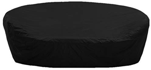 Kaufpirat Premium Abdeckplane Sonneninsel Rund Ø 290x85 cm Holzbank Gartenmöbel Gartentisch Hülle Abdeckung Haube Schutzhülle Abdeckhaube 900 D, 500 g/m², 6.000 mm Wasserbeständigkeit Schwarz
