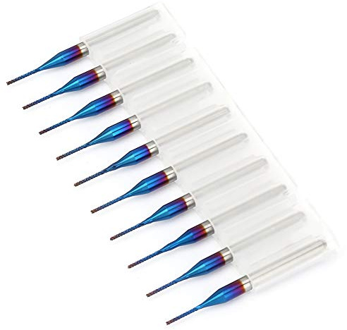 10pcs Cône Fraise en Carbure de Tungstène Bleu Enduit Fraises en Bout pour Machine de Gravure Carte de Circuit Imprimé SCM (0.8mm)