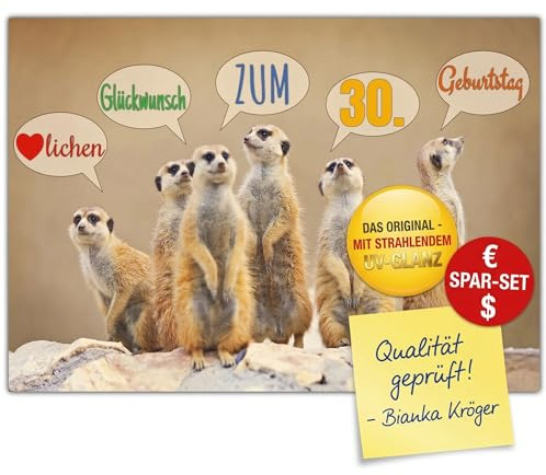 A4 XXL 30 Geburtstag Karte ERDMÄNNCHEN mit Umschlag - edle Geburtstagskarte - Glückwunschkarte zum 30. Geburtstag für Frau & Mann von BREITENWERK
