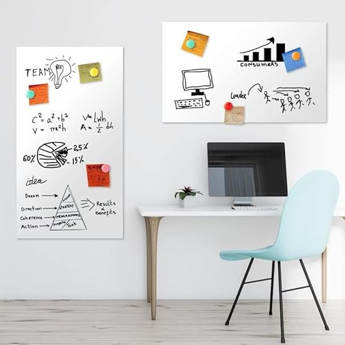 KaRoFoilFIX® Whiteboard-Folie selbstklebend & magnetisch I flexibler Haftgrund für Magnete I Ferrofolie weiß beschreibbar, nass und trocken abwischbar (80 x 60 cm)