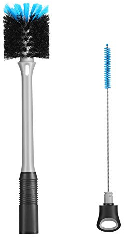 2-in-1 Flaschenbürste mit Strohhalm-Reinigungsbürste, Langer Griff, Wasserflaschen-Scheuerbürste, | Wasserflaschen-Scheuerbürste mit langem Griff für Wasserflaschen, Gläser, Becher, Flaschen, Becher und Küchenspüle