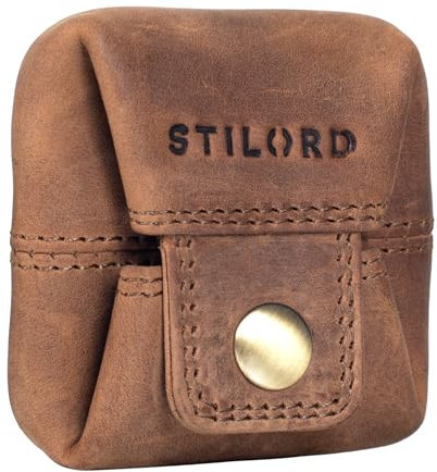 STILORD 'Claron' Kleingeldbörse Leder Münzbeutel Vintage Münzbörse Klein Mini Geldbeutel Wiener Schachtel Minibörse Echtleder mit Geschenkbox, Farbe:mittel - braun