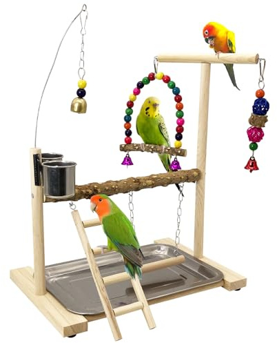 Tfwadmx Bird Playground Parrots Play Stand Birdcage Play Stand Play Gym Parakeet Ladders Exercise with Feeder Cups for Cockatoo Lovebirds SmallBirds Conure Cockatiel Cage Accessories Toy