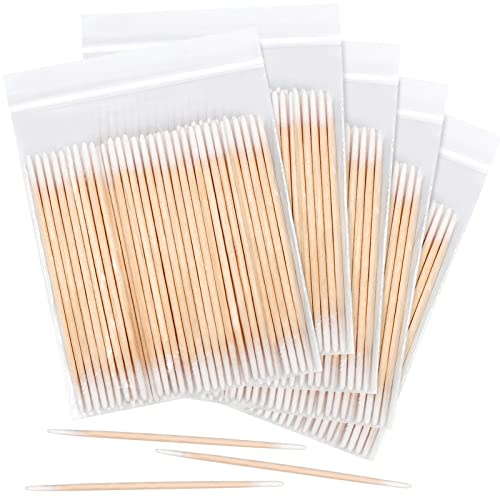 500 Count Microblading Cotton Swab, Double Pointed Tip Cotton Swabs, Multipurpose Precision Double Tipped Cotton Swabs, Wood Sticks Cotton Swabs for Make up, Tattoo Permanent Supplies (5 Packs)