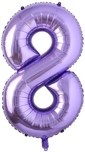 Lila Folienballons Zahl 0 bis 9 als Deko für Geburtstag und Party | 80cm groß | Violett Flieder Lilac Lavendel Zahlen Kindergeburtstag Partydeko Folienballon Ballon Luftballon, Edition: 8. Geburtstag