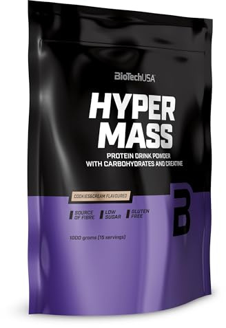 BioTechUSA Hyper Mass | Mass Gainer med Kolhydrater och Proteinblandning | Mikroniserat Kreatin | Glutenfri | 1 kg, Kakor och grädde