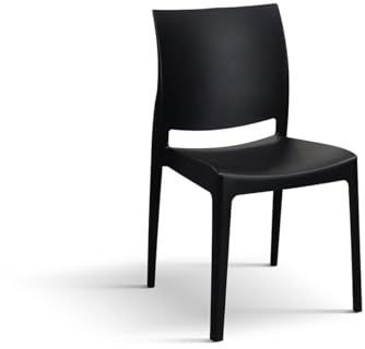 PAZZO DESIGN Alberto, Set di 4 Sedie Impilabili, Nero, Polipropilene, per Cucina e Sala da Pranzo - id_2081