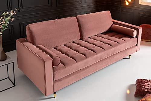 Modernes 3er Sofa 220cm Comfort alt-rosa Samt Federkern Design Elegant