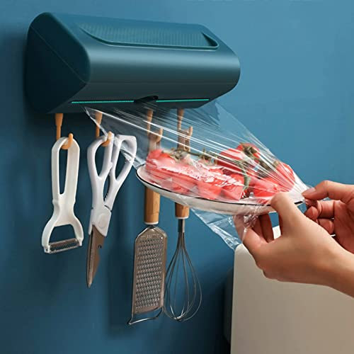 RAKUTE Cling Film Cutter Dispenser, Wall Mounted Non-Porous Plastic Packaging Cutting Machine Suitable for Food, Fruit and Vegetable Packaging In Kitchens, Supermarkets,Restaurants Schneiden (Color :