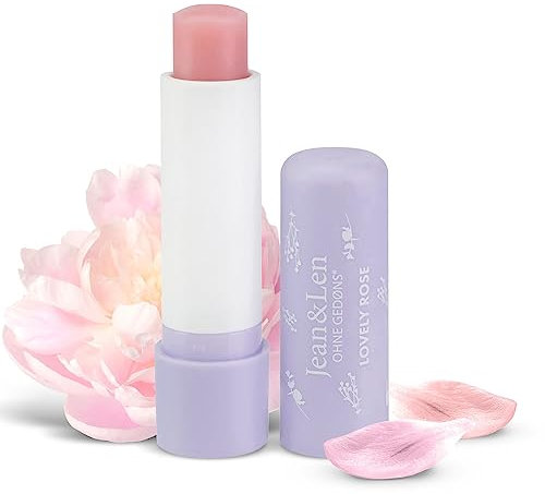 Jean & Len Intensiv pflegender Lip Balm, für geschmeidig weiche Lippen, bewahrt die Lippen vor dem Austrocknen, mit Rosenblütenwachs & Bio-Arganöl, Lippenpflege, ohne Mineralöl, vegan, 4,7 g