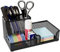 EasyPAG Metall Schreibtisch Organizer Stiftehalter Stiftköcher Utensilienschalen Büro Organisation Zubehör Ablage,Schwarz