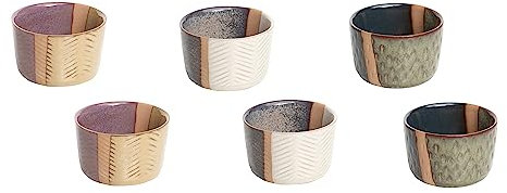 Tranquillo 6 Set Keramik Schalen Set als Tapas Schalen, Dip Schälchen, Snackschale Snack Bowl INDUSTRIAL Mehrfarbig, 9 x 9 x 5,5 cm