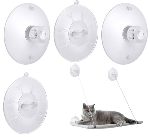 4 Pieces Cat Window Perch Suction Cup, Powerful Cat Window Bed Seat Replacement Suction Cup, Clear PVC Sucker Pads, 2 Styles