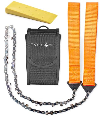 EVOCAMP Handkettensäge mit 33 Kettengliedern - Bushcraft Ausrüstung - kompakte und faltbare Camping Säge 65 cm mit einer Tasche - Ausrüstung für Camping (1 Stück)