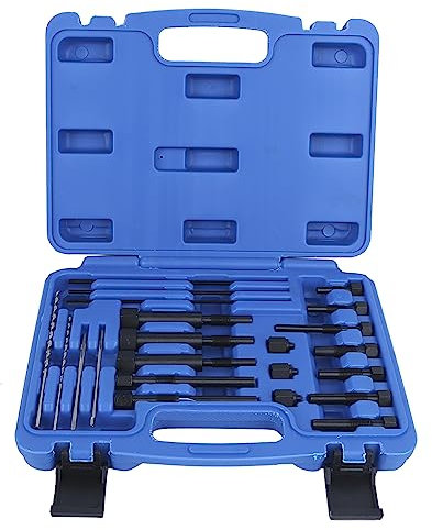 VOBOR 22PCs Glow Plug Removal Tool, Glow Plug Removal Puller, Steel Glow Plug Repair Tools Set Heater Element Electrodes Drilling Tapping M8 M10