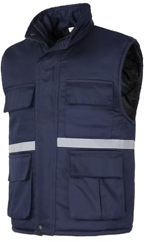 Yukirtiq Gilet de Travail Matelassé pour Homme Réfléchissante Manteau Haute Visibilité Veste sans Manche Gilet Multipoches de Travail avec Fermeture Éclair