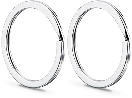 Gimars 20 Pcs Porte-clés en 316 Acier Inoxydable, Anneaux Ф25mm Plats Homme et Polyvalents pour Tous les Types de Clés, Porte Clef Mousquetons pour Bricolage, Organisation, Cadeaux, Argenté