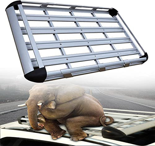 Universal Dachkorb Auto Dachgepäckträger Auto Gepäckträger bis 200kg belastbar dachträger dachbox Gepäckträger Gepäckkorb,für Autos, Transporter, SUVs usw,Silver-50X35.4inch