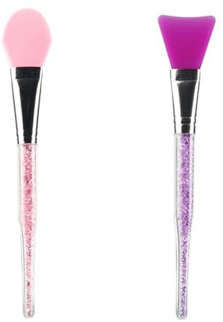 Lot de 2 pinceaux en silicone pour masque facial, applicateur de masque facial, épurateur de visage en silicone, outil de maquillage, outil de beauté, applicateur de masque de boue (rose et violet)
