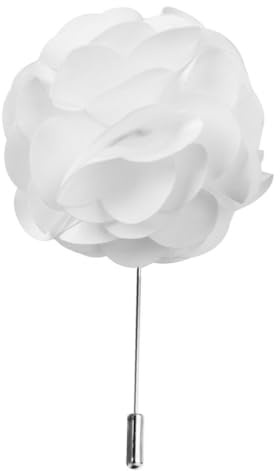 PACKOVE Handgefertigte Schmuckstücke Ansteckblume für Männer Geschenkideen für Männer Blumenbrosche aus Satin Herren Krawattenbrosche Revers Korsage binden Stift ym028 Weiß