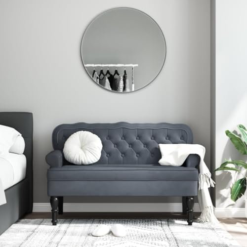 Homgoday Sitzbank mit Rückenlehne Flurbank Polsterbank Esszimmerbank Bank Wartebank Wohnzimmerbank Bank für Flur Wohnzimmer mit Rückenlehne Dunkelgrau 119,5x64,5x75 cm Samt