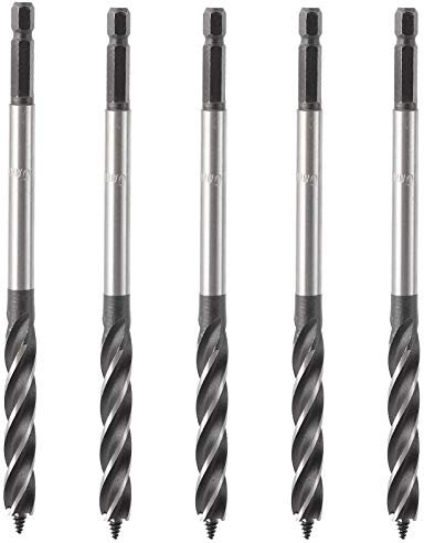 CCBFLA 5-teiliges Bohrerset für die Holzbearbeitung, 10 mm Metall-Lochsägen-Schlangenbohrer, 4-schneidiges 4-Schlitz-Sechskantschaft-Schneidwerkzeug