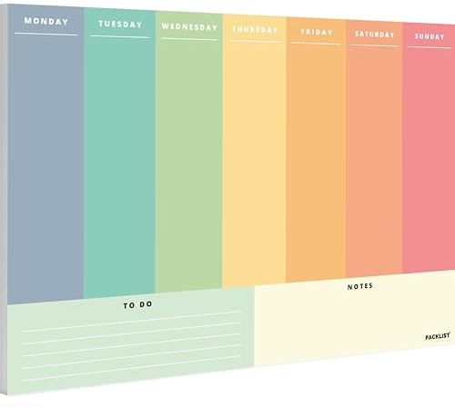 PACKLIST Exklusiv design veckoplanerare - perfekt organiserare för att förbättra dina mål och bli mer effektiva. Master Your Week and Multiply Your Productivity! | Original gåva | 100 % papper