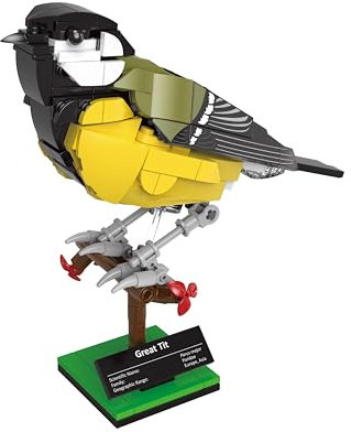 BlueBrixx Pro 107676 – Kohlmeise aus Klemmbausteinen mit 221 Bauelementen