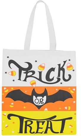 Lang Horn Halloween Tragetasche, 39 x 36 cm, Leinwand, wiederverwendbar, 1 Stück, Tricktreat, 14x15.5