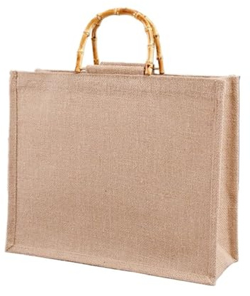 SHBHWS Borsa Juta Borsa for la Spesa Portatile in Lino con Manici ad Anello Borsa da Donna in Tela di Iuta Tote Borse da Spiaggia retrò di Grandi Dimensioni Fai da Te Borsa Juta Rigida(31x39x15cm)