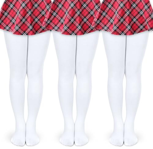 KOOOGEAR 3 Pairs Girls Ballet Tights Soft Microfibre Dance Tights for Kids Footed School Uniform Pantyhose 3-15 Years