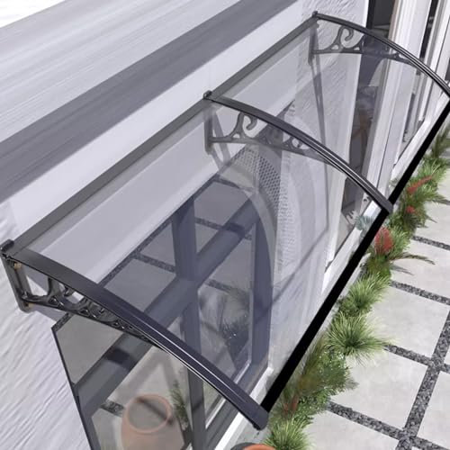 Regenschutz für den Außenbereich, 61 x 81,3 cm, Vordertürvordach mit 2,5 mm dickem Polycarbonat, transparente Abdeckung, Aluminiumrahmen, Dachfenster, Regenschutz und Vordächer zum Schutz