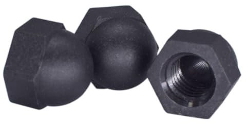 FRAOMHFW M3 M4 M5 M6 M8 M10 M12 Nylon-Überwurfmutter, Schwarze Kunststoffmutter mit Überwurfmutter, Kugel, dekorative Schraubkappe, Nylonmutter(50pcs,M5)
