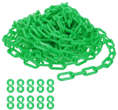 PATIKIL Cadena de plástico verde, 39pcs 8mm Cadena de barrera de seguridad para control de multitudes, estacionamiento, cerca, puerta, concierto