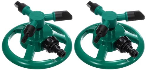 M METERXITY 2-Pack Lawn Sprinkler, 360 Degree Automatic Rotating Garden Water Sprinklers for Yard/Underground Irrigation System, Adjustable Watering Sprayer [Green]